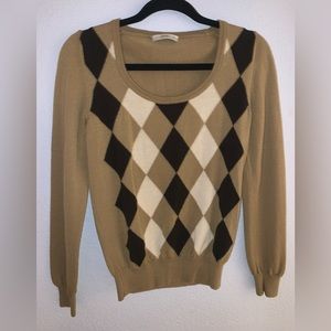 Prada Plaid Neutral Brown Sweater